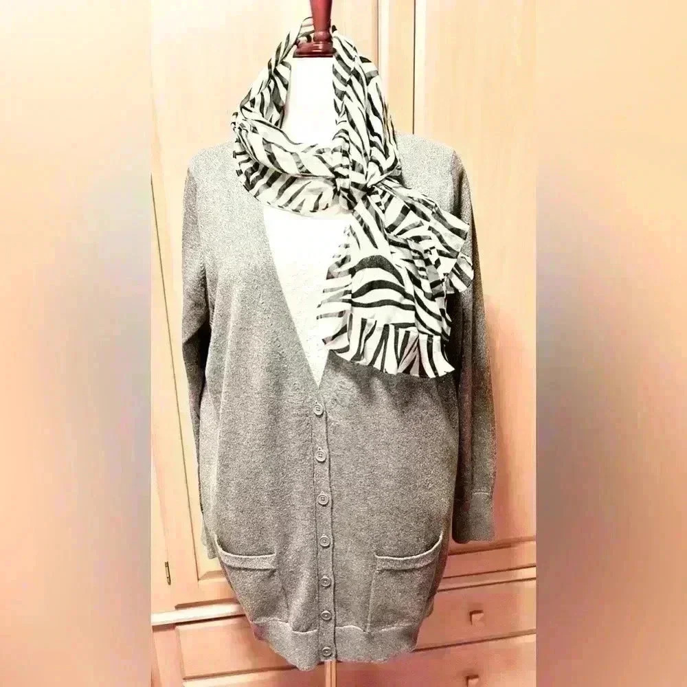 SPARKLY ✨ SILVER V-NECK CARDIGAN BY A.N.A, SIZE 1X -- NEVER WORN!